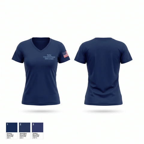 Womens Short Sleeve Vneck Shirt, Sector Long Island Sound Enforcement, Coast Guard, Teamtime, Team time, sublimation, custom sports apparel, team uniforms, spirit wear, spiritwear, sports uniforms, custom shirts, team store, custom team store, fundraiser sports, apparel fundraiser