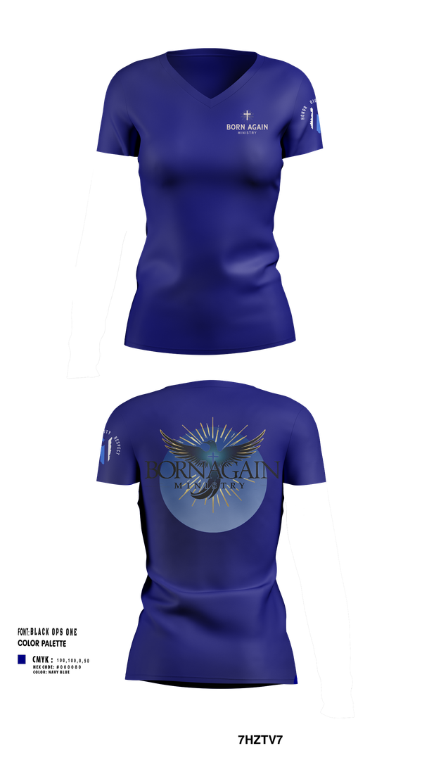 Womens Short Sleeve Vneck Shirt, Born Again Ministry, , Teamtime, Team time, sublimation, custom sports apparel, team uniforms, spirit wear, spiritwear, sports uniforms, custom shirts, team store, custom team store, fundraiser sports, apparel fundraiser