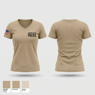 Womens Short Sleeve Vneck Shirt, Surfside Beach police, Police, Teamtime, Team time, sublimation, custom sports apparel, team uniforms, spirit wear, spiritwear, sports uniforms, custom shirts, team store, custom team store, fundraiser sports, apparel fundraiser