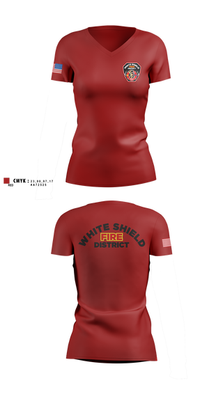 Womens Short Sleeve Vneck Shirt, White Shield Fire Department, Fire Department, Teamtime, Team time, sublimation, custom sports apparel, team uniforms, spirit wear, spiritwear, sports uniforms, custom shirts, team store, custom team store, fundraiser sports, apparel fundraiser