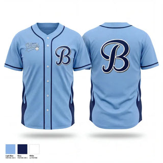 Full Button Baseball Jersey, South Coast Blues, Baseball, Teamtime, Team time, sublimation, custom sports apparel, team uniforms, spirit wear, spiritwear, sports uniforms, custom shirts, team store, custom team store, fundraiser sports, apparel fundraiser