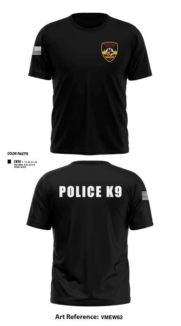 Short Sleeve Performance Shirt, Roanoke K9, Police, Teamtime, Team time, sublimation, custom sports apparel, team uniforms, spirit wear, spiritwear, sports uniforms, custom shirts, team store, custom team store, fundraiser sports, apparel fundraiser