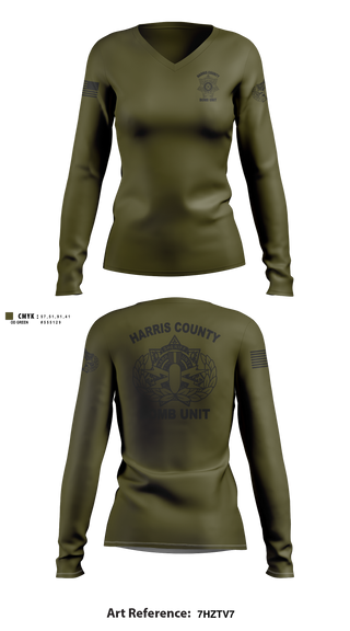 Womens Long Sleeve Vneck Shirt, Harris County Sheriff’s Bomb Unit, Police, Teamtime, Team time, sublimation, custom sports apparel, team uniforms, spirit wear, spiritwear, sports uniforms, custom shirts, team store, custom team store, fundraiser sports, apparel fundraiser