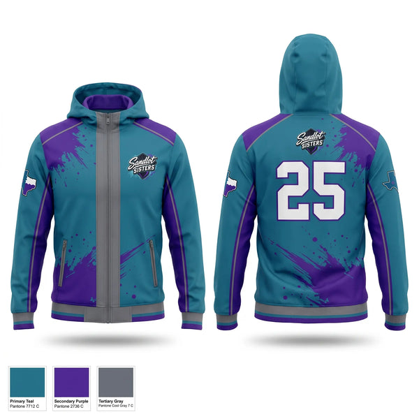 Windbreaker, Sandlot Sisters, Softball, Teamtime, Team time, sublimation, custom sports apparel, team uniforms, spirit wear, spiritwear, sports uniforms, custom shirts, team store, custom team store, fundraiser sports, apparel fundraiser