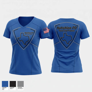 Womens Short Sleeve Vneck Shirt, Hutchins PD, Police, Teamtime, Team time, sublimation, custom sports apparel, team uniforms, spirit wear, spiritwear, sports uniforms, custom shirts, team store, custom team store, fundraiser sports, apparel fundraiser