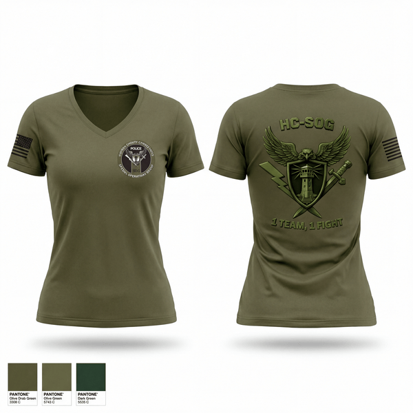 Womens Short Sleeve Vneck Shirt, HC-SOG, Police, Teamtime, Team time, sublimation, custom sports apparel, team uniforms, spirit wear, spiritwear, sports uniforms, custom shirts, team store, custom team store, fundraiser sports, apparel fundraiser