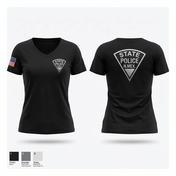 Womens Short Sleeve Vneck Shirt, New Mexico State Police, Police, Teamtime, Team time, sublimation, custom sports apparel, team uniforms, spirit wear, spiritwear, sports uniforms, custom shirts, team store, custom team store, fundraiser sports, apparel fundraiser
