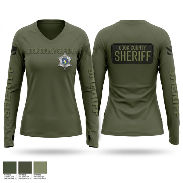 Womens Long Sleeve Vneck Shirt, Cook County Sheriff’s Office, Police, Teamtime, Team time, sublimation, custom sports apparel, team uniforms, spirit wear, spiritwear, sports uniforms, custom shirts, team store, custom team store, fundraiser sports, apparel fundraiser
