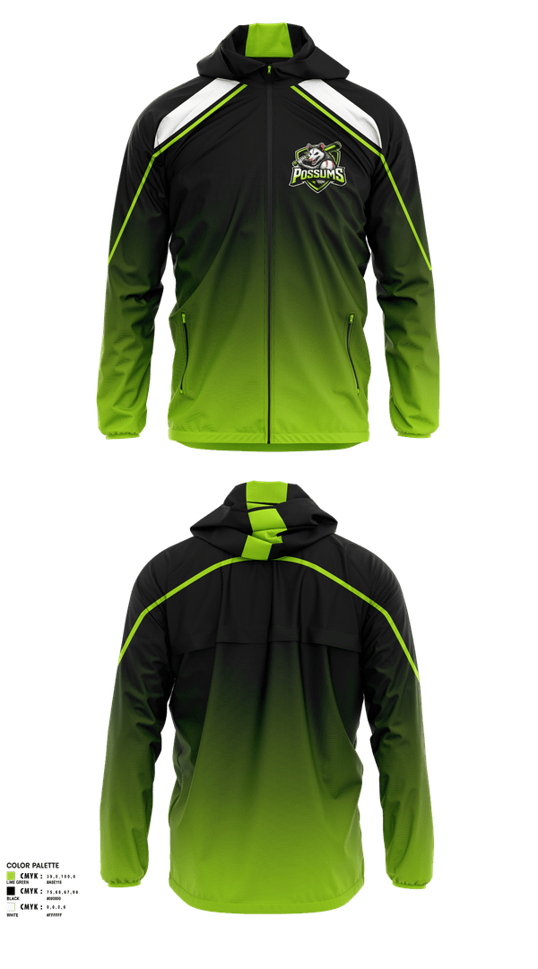 Windbreaker, Possums, Baseball, Teamtime, Team time, sublimation, custom sports apparel, team uniforms, spirit wear, spiritwear, sports uniforms, custom shirts, team store, custom team store, fundraiser sports, apparel fundraiser