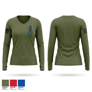 Womens Long Sleeve Vneck Shirt, 1CRR, Marines, Teamtime, Team time, sublimation, custom sports apparel, team uniforms, spirit wear, spiritwear, sports uniforms, custom shirts, team store, custom team store, fundraiser sports, apparel fundraiser