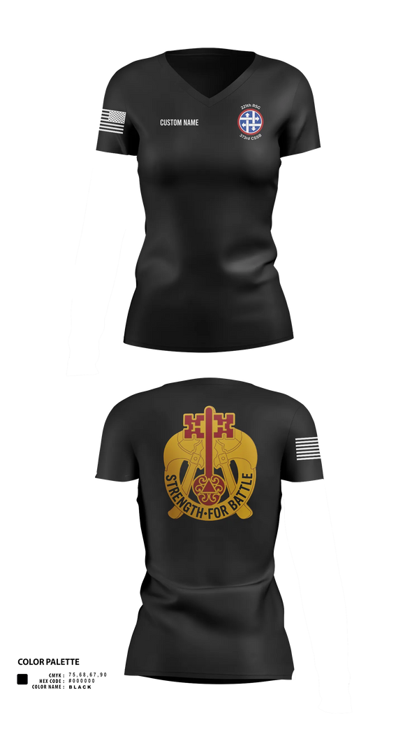 Womens Short Sleeve Vneck Shirt, 373rd CSSB, Army, Teamtime, Team time, sublimation, custom sports apparel, team uniforms, spirit wear, spiritwear, sports uniforms, custom shirts, team store, custom team store, fundraiser sports, apparel fundraiser