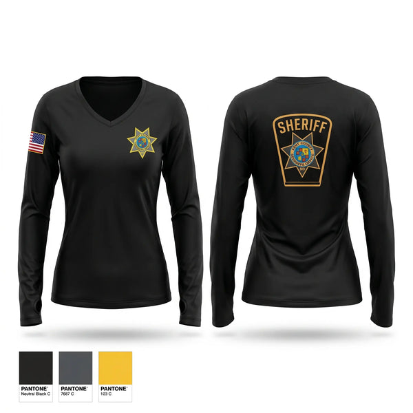 Womens Long Sleeve Vneck Shirt, Kent County Sheriff's Office, Police, Teamtime, Team time, sublimation, custom sports apparel, team uniforms, spirit wear, spiritwear, sports uniforms, custom shirts, team store, custom team store, fundraiser sports, apparel fundraiser