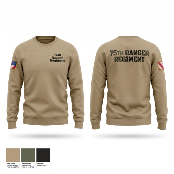 Crew Neck Sweatshirt, 75th Ranger Regiment, Army, Teamtime, Team time, sublimation, custom sports apparel, team uniforms, spirit wear, spiritwear, sports uniforms, custom shirts, team store, custom team store, fundraiser sports, apparel fundraiser