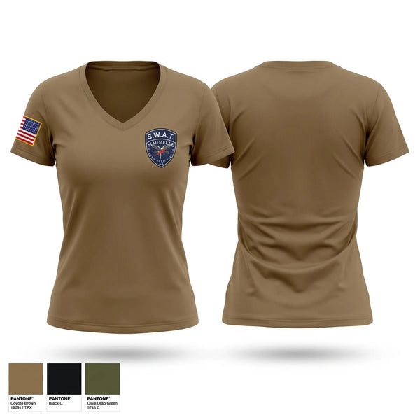 Womens Short Sleeve Vneck Shirt, Maumelle SWAT, Police, Teamtime, Team time, sublimation, custom sports apparel, team uniforms, spirit wear, spiritwear, sports uniforms, custom shirts, team store, custom team store, fundraiser sports, apparel fundraiser