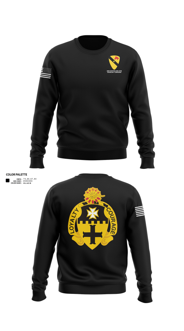 Crew Neck Sweatshirt, 2-5 Cav Lancers, Army, Teamtime, Team time, sublimation, custom sports apparel, team uniforms, spirit wear, spiritwear, sports uniforms, custom shirts, team store, custom team store, fundraiser sports, apparel fundraiser