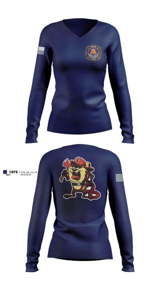Womens Long Sleeve Vneck Shirt, TFD Local 5281, Fire Department, Teamtime, Team time, sublimation, custom sports apparel, team uniforms, spirit wear, spiritwear, sports uniforms, custom shirts, team store, custom team store, fundraiser sports, apparel fundraiser