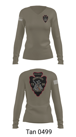 Womens Long Sleeve Vneck Shirt, B CO 1-114TH AVN S&S, Army, Teamtime, Team time, sublimation, custom sports apparel, team uniforms, spirit wear, spiritwear, sports uniforms, custom shirts, team store, custom team store, fundraiser sports, apparel fundraiser
