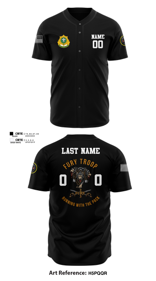 Full Button Baseball Jersey, 3/2 CR Fury Troop, Army, Teamtime, Team time, sublimation, custom sports apparel, team uniforms, spirit wear, spiritwear, sports uniforms, custom shirts, team store, custom team store, fundraiser sports, apparel fundraiser