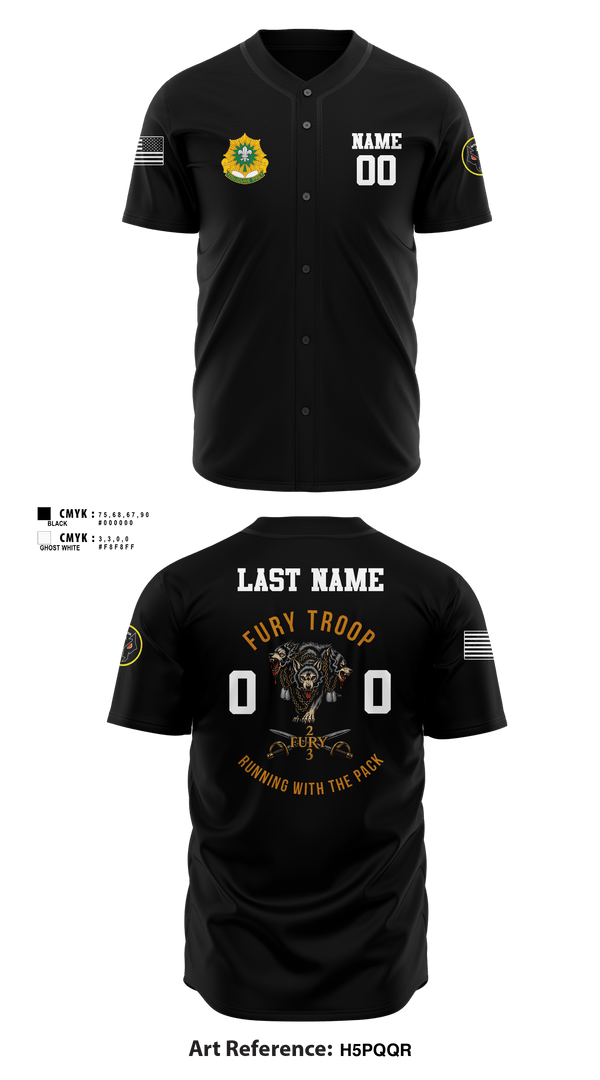 Full Button Baseball Jersey, 3/2 CR Fury Troop, Army, Teamtime, Team time, sublimation, custom sports apparel, team uniforms, spirit wear, spiritwear, sports uniforms, custom shirts, team store, custom team store, fundraiser sports, apparel fundraiser