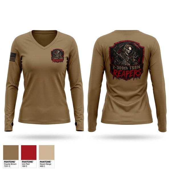 Womens Long Sleeve Vneck Shirt, Reapers, Army, Teamtime, Team time, sublimation, custom sports apparel, team uniforms, spirit wear, spiritwear, sports uniforms, custom shirts, team store, custom team store, fundraiser sports, apparel fundraiser