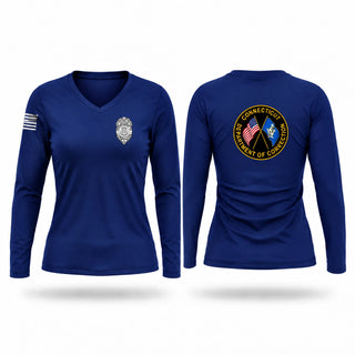 Womens Long Sleeve Vneck Shirt, Connecticut department of corrections, Police, Teamtime, Team time, sublimation, custom sports apparel, team uniforms, spirit wear, spiritwear, sports uniforms, custom shirts, team store, custom team store, fundraiser sports, apparel fundraiser