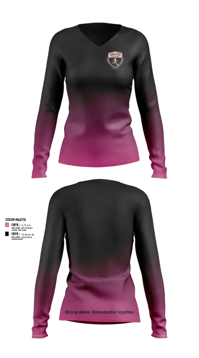 United Donna 58346109 Women's Long Sleeve V-neck Shirt - 8