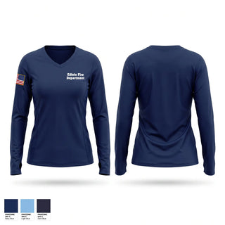 Womens Long Sleeve Vneck Shirt, Edisto Fire Department, Fire Department, Teamtime, Team time, sublimation, custom sports apparel, team uniforms, spirit wear, spiritwear, sports uniforms, custom shirts, team store, custom team store, fundraiser sports, apparel fundraiser