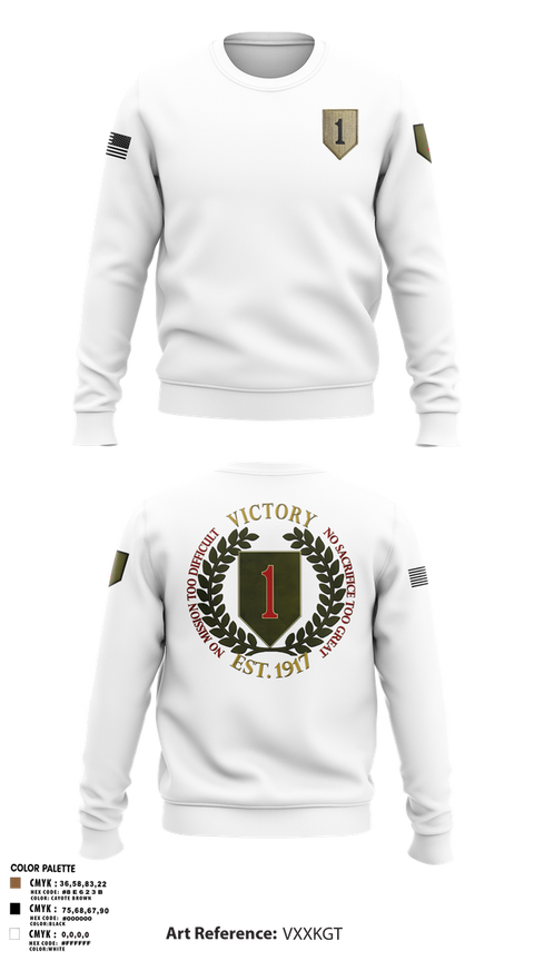 Crew Neck Sweatshirt, 1st infantry division, , Teamtime, Team time, sublimation, custom sports apparel, team uniforms, spirit wear, spiritwear, sports uniforms, custom shirts, team store, custom team store, fundraiser sports, apparel fundraiser