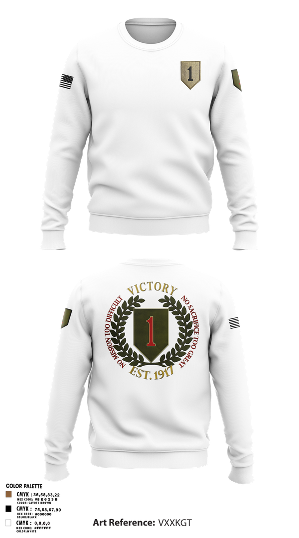 Crew Neck Sweatshirt, 1st infantry division, , Teamtime, Team time, sublimation, custom sports apparel, team uniforms, spirit wear, spiritwear, sports uniforms, custom shirts, team store, custom team store, fundraiser sports, apparel fundraiser