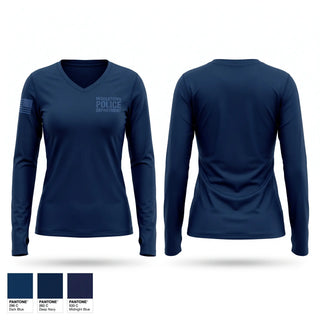 Womens Long Sleeve Vneck Shirt, Middletown Police Department, Police, Teamtime, Team time, sublimation, custom sports apparel, team uniforms, spirit wear, spiritwear, sports uniforms, custom shirts, team store, custom team store, fundraiser sports, apparel fundraiser