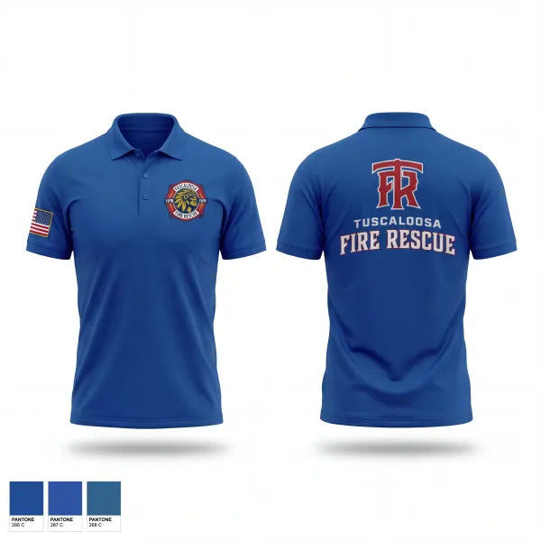 Short Sleeve Performance Polo, Tuscaloosa Fire Rescue, Fire Department, Teamtime, Team time, sublimation, custom sports apparel, team uniforms, spirit wear, spiritwear, sports uniforms, custom shirts, team store, custom team store, fundraiser sports, apparel fundraiser