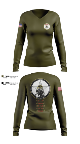 Womens Long Sleeve Vneck Shirt, D-Day Ohio, Inc, , Teamtime, Team time, sublimation, custom sports apparel, team uniforms, spirit wear, spiritwear, sports uniforms, custom shirts, team store, custom team store, fundraiser sports, apparel fundraiser
