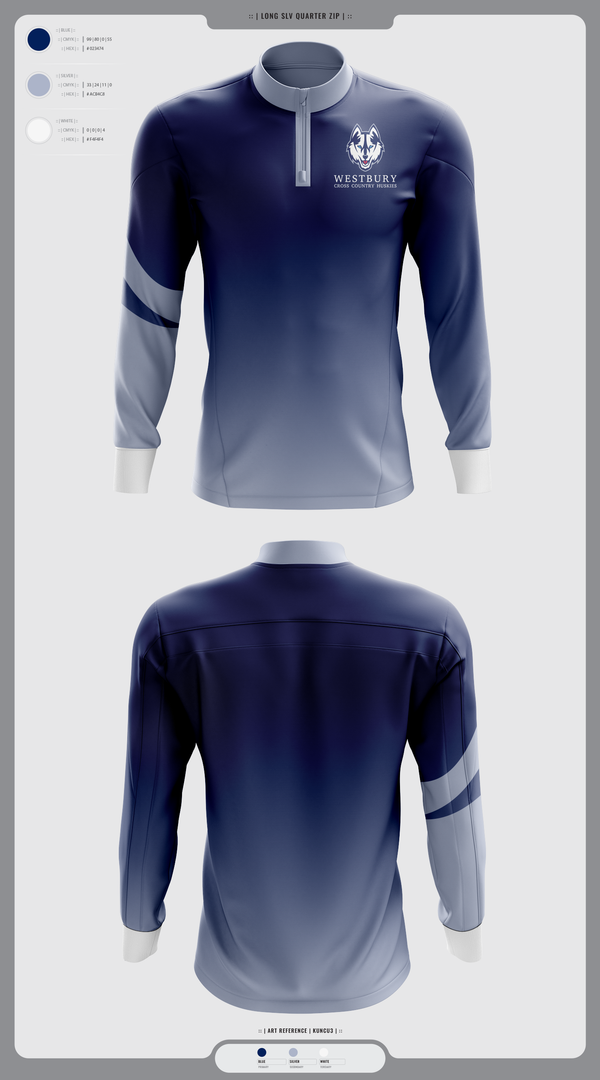 Quarter Zip Jacket, Westbury Cross Country Huskies, Cross Country, Teamtime, Team time, sublimation, custom sports apparel, team uniforms, spirit wear, spiritwear, sports uniforms, custom shirts, team store, custom team store, fundraiser sports, apparel fundraiser