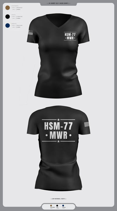 HSM-77 MWR 54616922 Women's Short Sleeve V-neck Shirt - 2