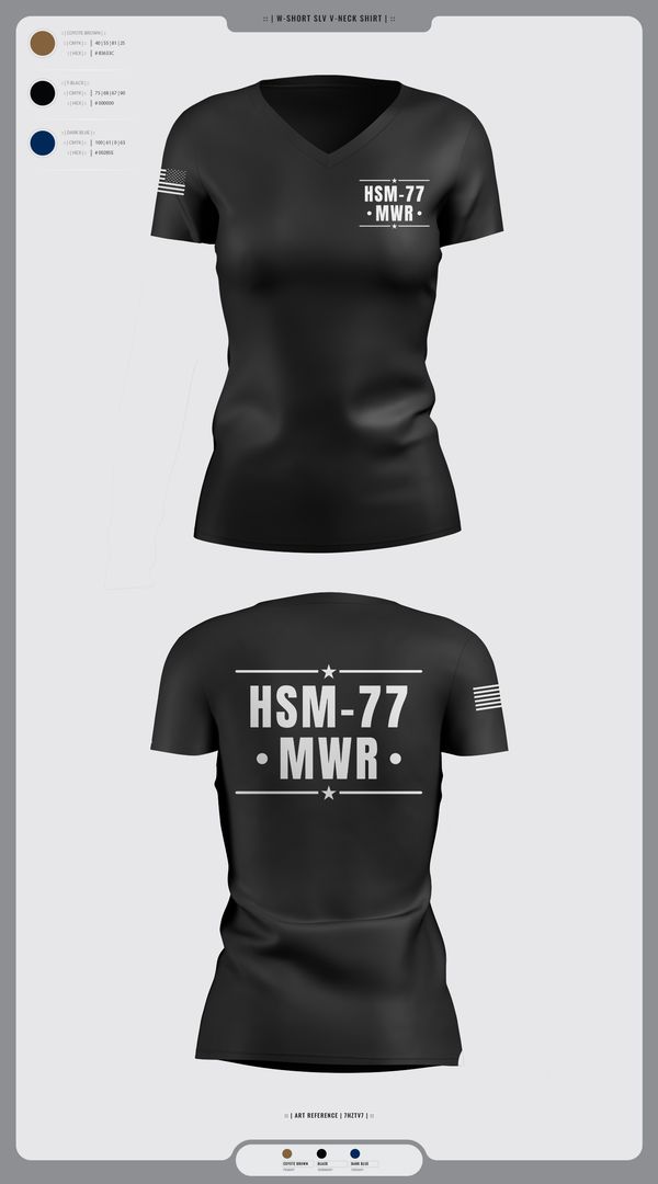 Womens Short Sleeve Vneck Shirt, HSM-77 MWR, , Teamtime, Team time, sublimation, custom sports apparel, team uniforms, spirit wear, spiritwear, sports uniforms, custom shirts, team store, custom team store, fundraiser sports, apparel fundraiser