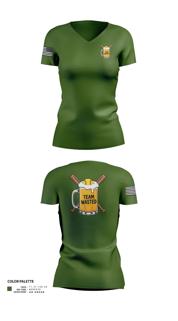 Womens Short Sleeve Vneck Shirt, Team Wasted, Softball, Teamtime, Team time, sublimation, custom sports apparel, team uniforms, spirit wear, spiritwear, sports uniforms, custom shirts, team store, custom team store, fundraiser sports, apparel fundraiser