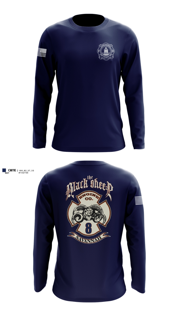Long Sleeve Performance Shirt, Engine 8, Fire Department, Teamtime, Team time, sublimation, custom sports apparel, team uniforms, spirit wear, spiritwear, sports uniforms, custom shirts, team store, custom team store, fundraiser sports, apparel fundraiser