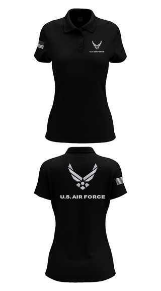Womens Short Sleeve Performance Polo, USAF Volunteer, Air Force, Teamtime, Team time, sublimation, custom sports apparel, team uniforms, spirit wear, spiritwear, sports uniforms, custom shirts, team store, custom team store, fundraiser sports, apparel fundraiser