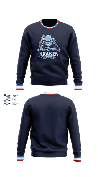 Crew Neck Sweatshirt, Kraken, Baseball, Teamtime, Team time, sublimation, custom sports apparel, team uniforms, spirit wear, spiritwear, sports uniforms, custom shirts, team store, custom team store, fundraiser sports, apparel fundraiser