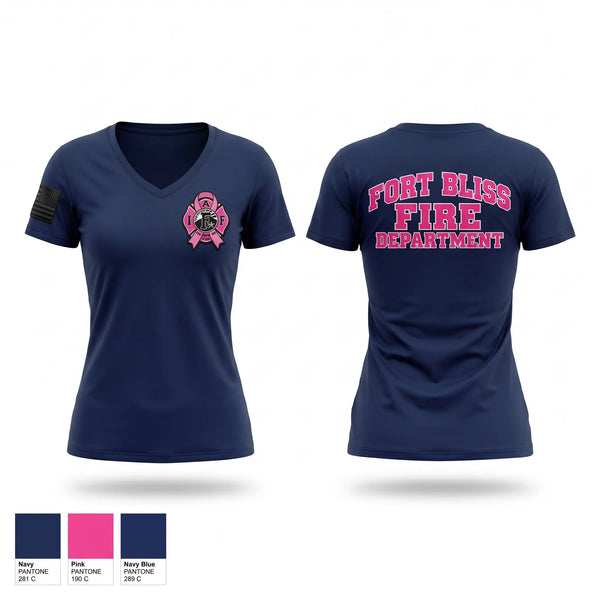 Womens Short Sleeve Vneck Shirt, Fort Bliss F-299, Fire Department, Teamtime, Team time, sublimation, custom sports apparel, team uniforms, spirit wear, spiritwear, sports uniforms, custom shirts, team store, custom team store, fundraiser sports, apparel fundraiser