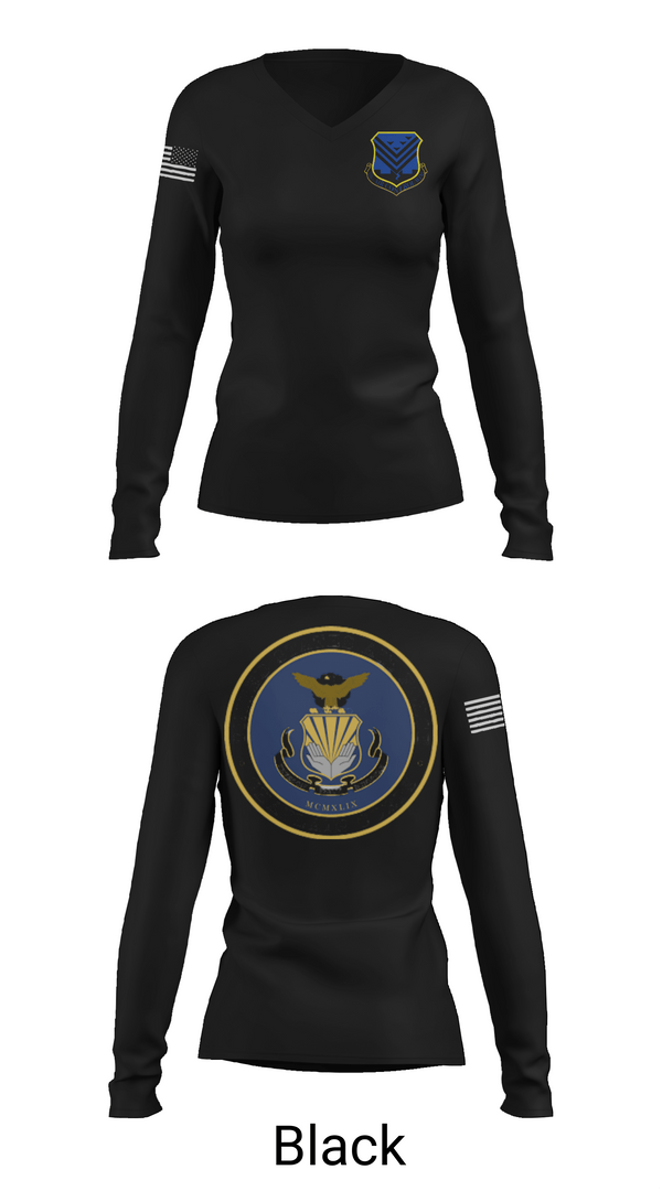 Womens Long Sleeve Vneck Shirt, 116th Air Control Wing, Air Force, Teamtime, Team time, sublimation, custom sports apparel, team uniforms, spirit wear, spiritwear, sports uniforms, custom shirts, team store, custom team store, fundraiser sports, apparel fundraiser