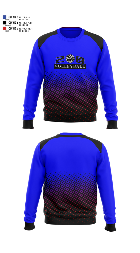Crew Neck Sweatshirt, 208 Volleyball Club, Women's Volleyball, Teamtime, Team time, sublimation, custom sports apparel, team uniforms, spirit wear, spiritwear, sports uniforms, custom shirts, team store, custom team store, fundraiser sports, apparel fundraiser