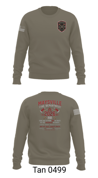 Crew Neck Sweatshirt, Maysville Fire Department, Fire Department, Teamtime, Team time, sublimation, custom sports apparel, team uniforms, spirit wear, spiritwear, sports uniforms, custom shirts, team store, custom team store, fundraiser sports, apparel fundraiser