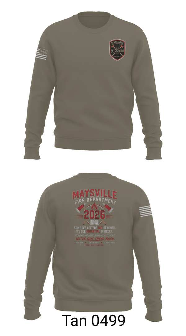 Crew Neck Sweatshirt, Maysville Fire Department, Fire Department, Teamtime, Team time, sublimation, custom sports apparel, team uniforms, spirit wear, spiritwear, sports uniforms, custom shirts, team store, custom team store, fundraiser sports, apparel fundraiser