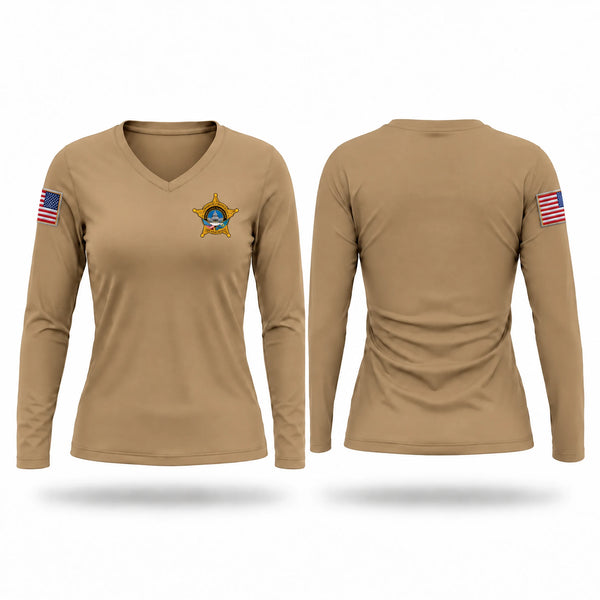 Womens Long Sleeve Vneck Shirt, Ramsey County Sheriff's Office, Police, Teamtime, Team time, sublimation, custom sports apparel, team uniforms, spirit wear, spiritwear, sports uniforms, custom shirts, team store, custom team store, fundraiser sports, apparel fundraiser