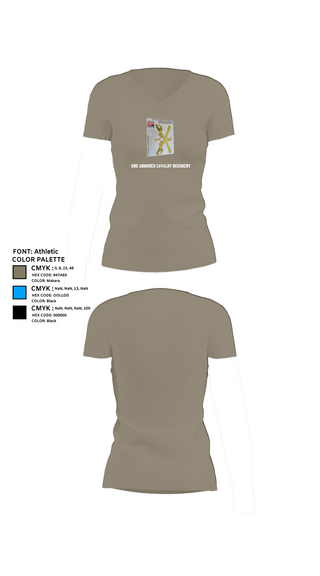 Womens Short Sleeve Vneck Shirt, 2nd Armored Cavalry Regiment, , Teamtime, Team time, sublimation, custom sports apparel, team uniforms, spirit wear, spiritwear, sports uniforms, custom shirts, team store, custom team store, fundraiser sports, apparel fundraiser