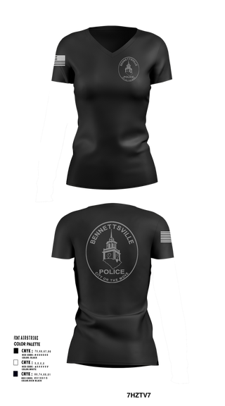 Womens Short Sleeve Vneck Shirt, Bennettsville Police, Police, Teamtime, Team time, sublimation, custom sports apparel, team uniforms, spirit wear, spiritwear, sports uniforms, custom shirts, team store, custom team store, fundraiser sports, apparel fundraiser