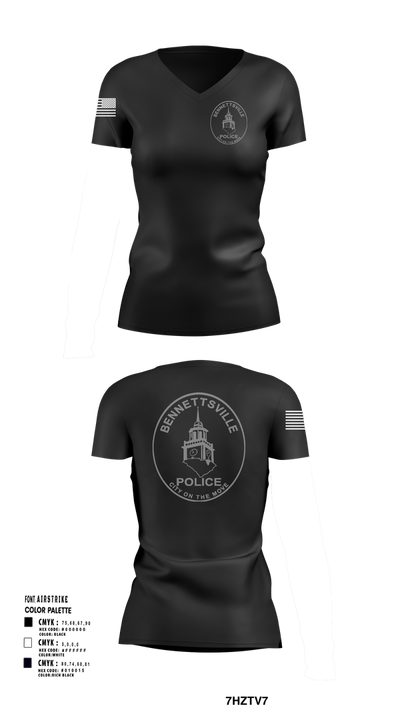 Bennettsville Police 90771724 Women's Short Sleeve V-neck Shirt - 1