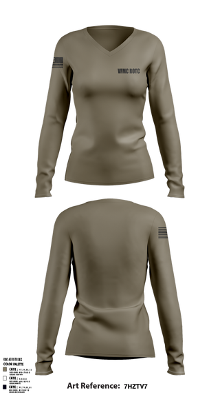 Womens Long Sleeve Vneck Shirt, VFMC ROTC, , Teamtime, Team time, sublimation, custom sports apparel, team uniforms, spirit wear, spiritwear, sports uniforms, custom shirts, team store, custom team store, fundraiser sports, apparel fundraiser