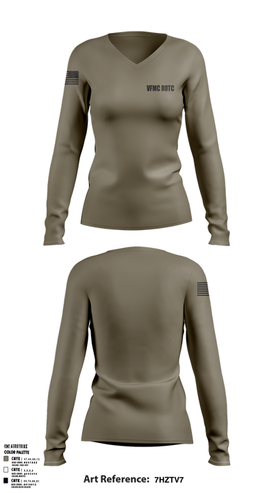 VFMC ROTC 80881491 Women's Long Sleeve V-neck Shirt - 1